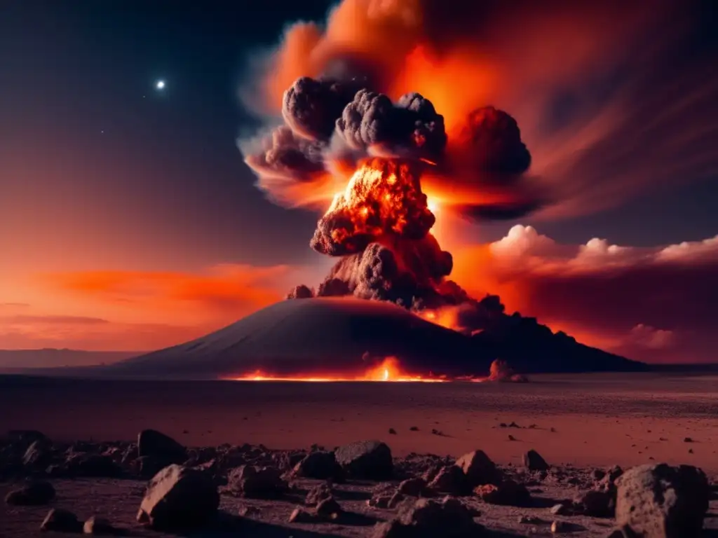 Dash--A photograph of an asteroid impact on Earth's atmosphere, with smoke and debris billowing out, captures the immense scale of the event