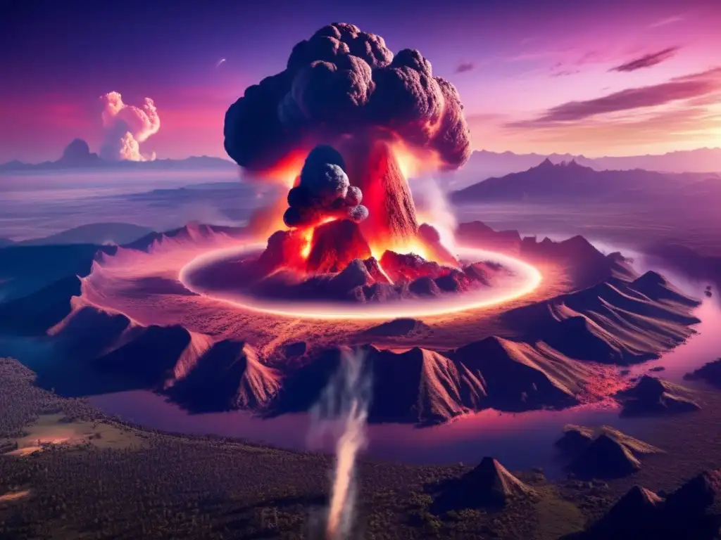 Asteroid Impact: Planet in Ruins A massive asteroid obliterated Earth's ecosystems, leaving behind a bloody red landscape tinged with smoke
