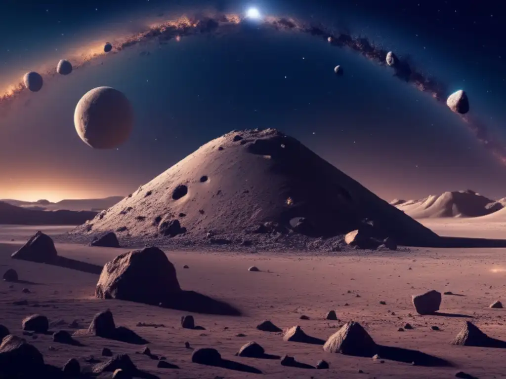 A stunning image captures the devastating impact of an asteroid on a barren planet, leaving a mound of blasted material and visible craters