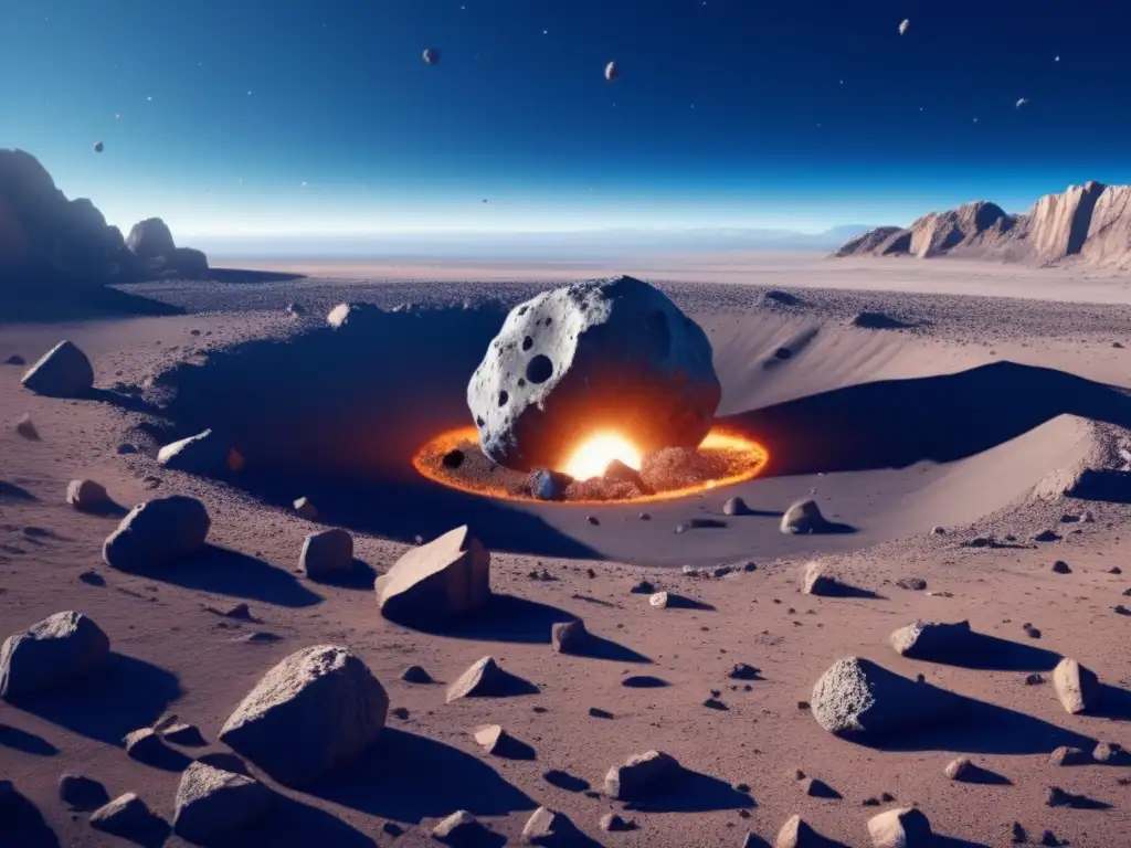 Asteroid obliterates any trace of life, leaving behind craters, rubble, and silence-- a stark reminder of nature's power