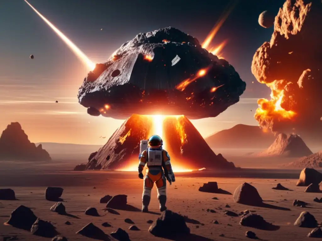 A gripping image of an asteroid colliding with a spacecraft in midair, captured by a skilled photographer