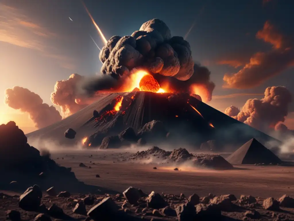 An epic scene suggests a #gravitywellsfate, unleashing a cataclysmic force that leaves a #Tunguska event mark on Earth's #Icarus in full view as the sun sets in a hazy #aftermath