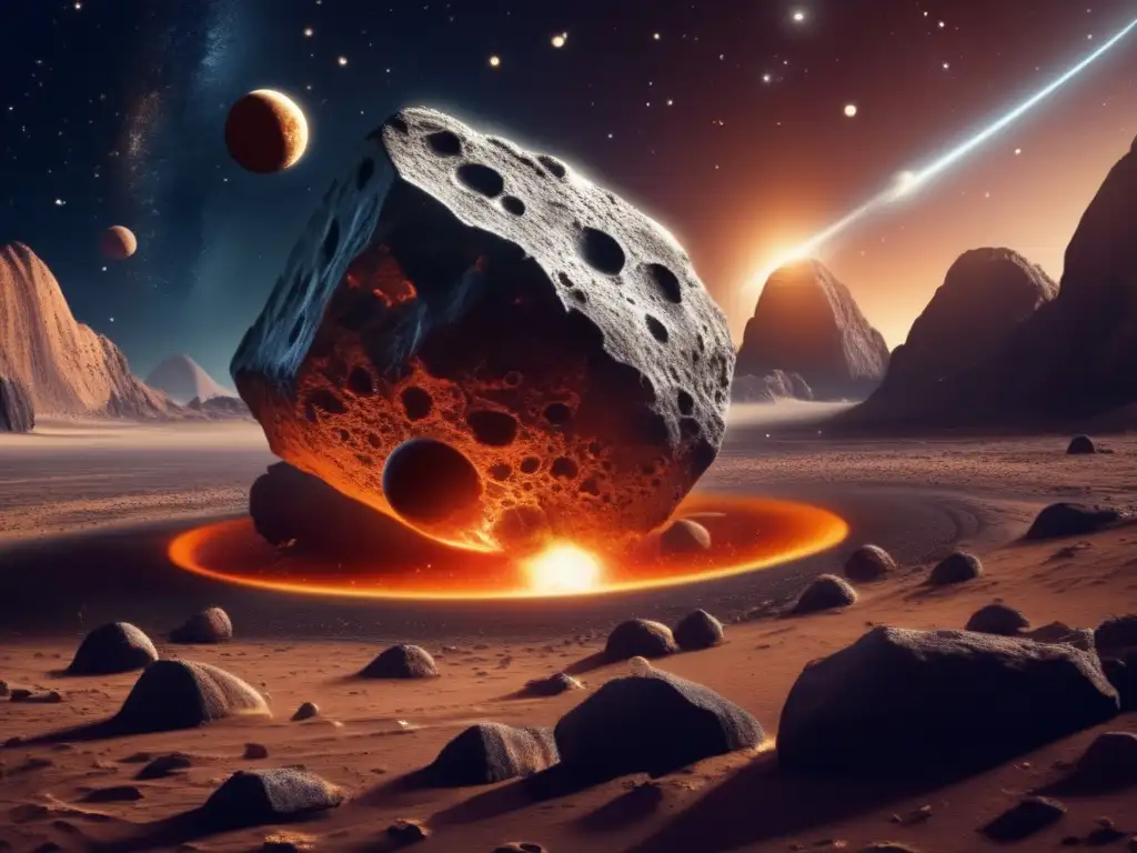 An asteroid's impact creates a mesmerizing chaos on Earth, symbolizing tribal patterns in Zulu folklore, amidst a celestial backdrop