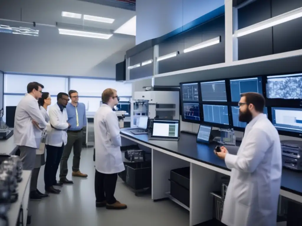In a dimly lit university laboratory, a group of dedicated scientists and engineers are hard at work on an asteroid mining project