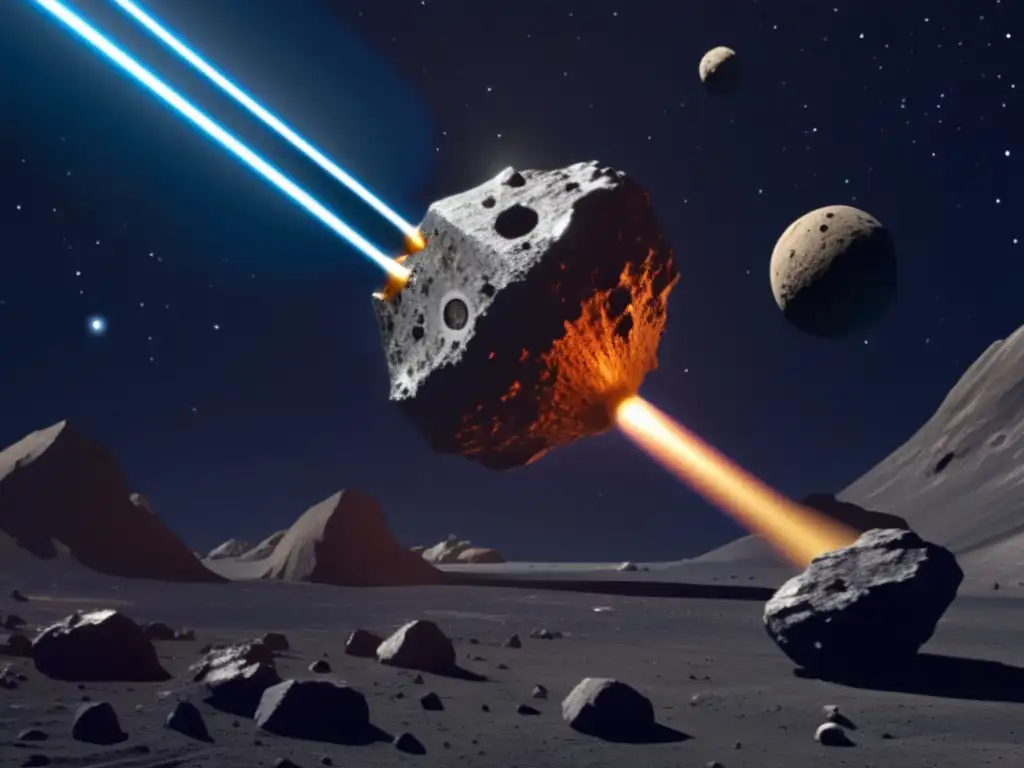A stunning extraction of a metallic sphere worthy of cosmic mining, as a spacecraft's robotic arm works tirelessly to retrieve the asteroid