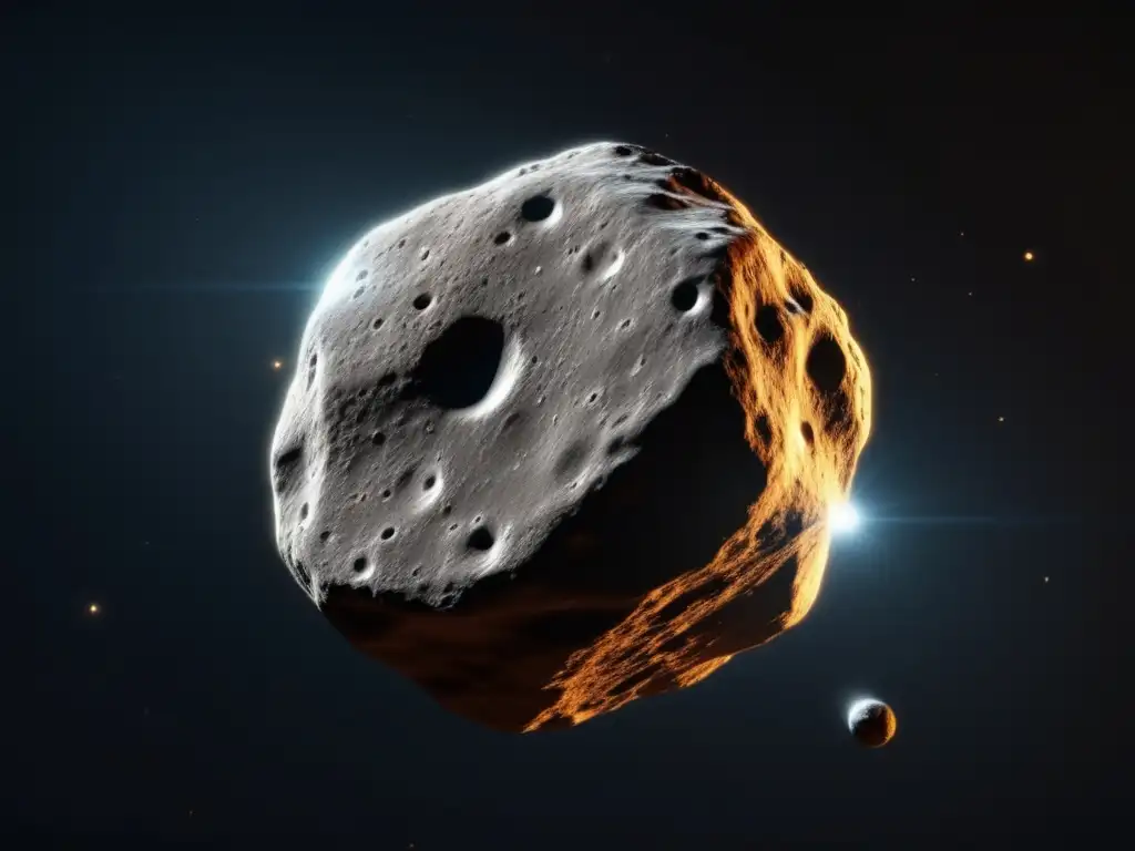   Asteroid Lutetia photorealistically captured in space against a black backdrop, with highly detailed bumps, craters, and textures visible