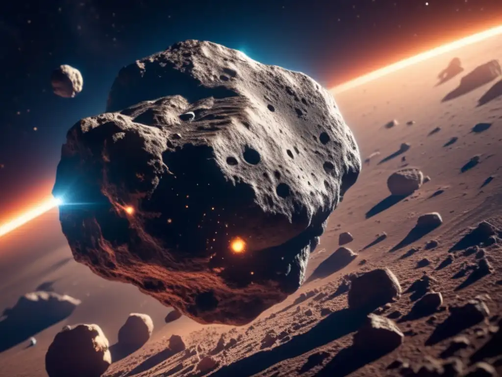 Asteroid hurtles through space, streaking past a 3D Earth model in one of the impact sites it visited