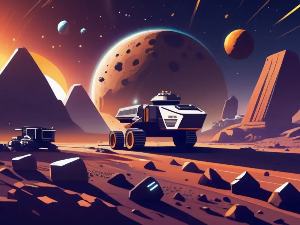 Dash - An image of an asteroid mine - bright asteroids form a backdrop while mining equipment and machinery dominate the center