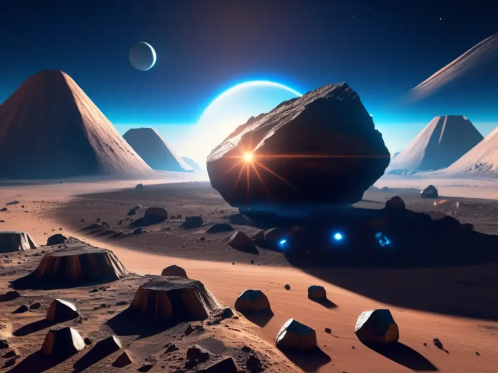 An electrifying photorealistic portrayal of a barren cosmic wasteland enveloping a monumental asteroid amidst the infinite void of space