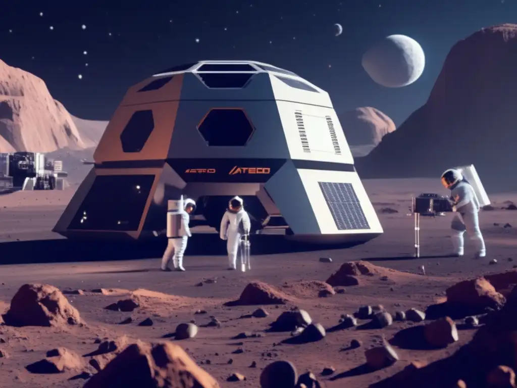 A stunning image of an asteroid mining facility on a massive asteroid