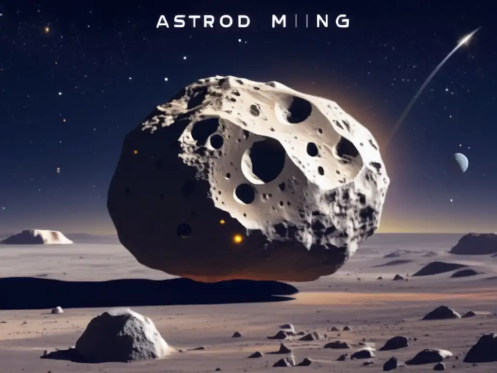 An epic image of a massive asteroid in space, meticulously colored with a sense of otherworldly beauty