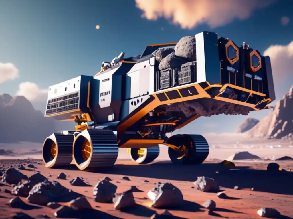 Dash - A breathtaking photograph captures a futuristic asteroid mining rig docked at a towering asteroid's surface