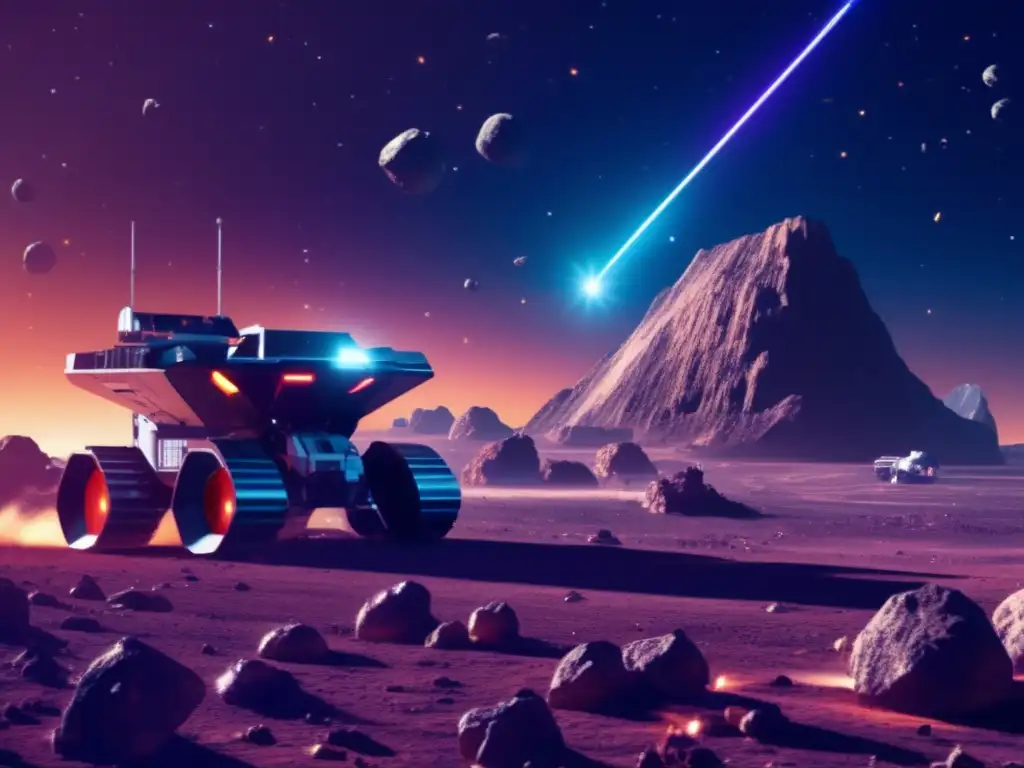   A breathtaking image of a high-tech asteroid mining operation in space