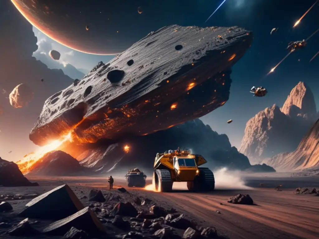 In the vast, dense abyss of space, the colossal asteroid stands as a symbol of nature's raw, untamed power