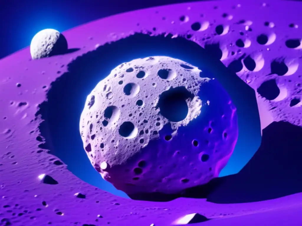 The asteroid Misenus, captured in a stunning closeup, reveals its intricate surface with deep craters and grooves, hinting at its geological journey