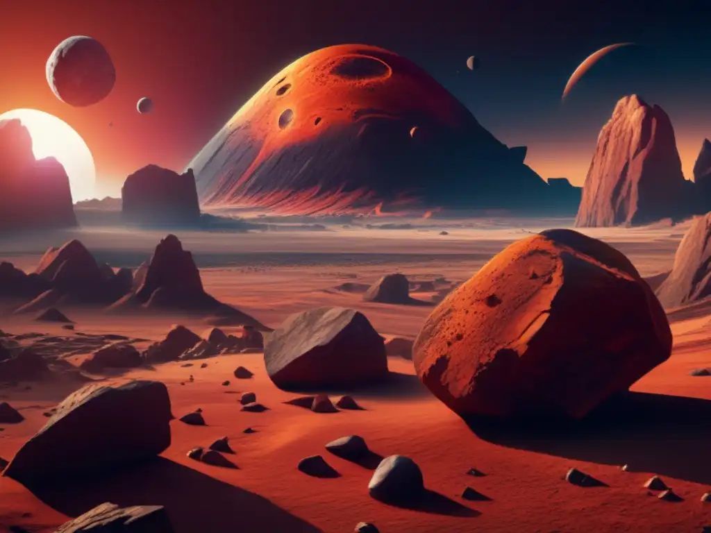Asteroid Mythology: Photorealistic Depiction of an Ancient Rocky Surface A mesmerizing portrayal of an asteroid's surface showcases intricate mythological carvings and markings