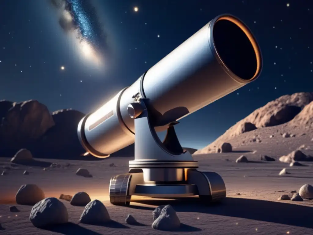 Discovering the Asteroid's Face with Superb Observation Telescope A breathtakingClose-up of an observatory telescope zeroing in on an asteroid in the vastness of space