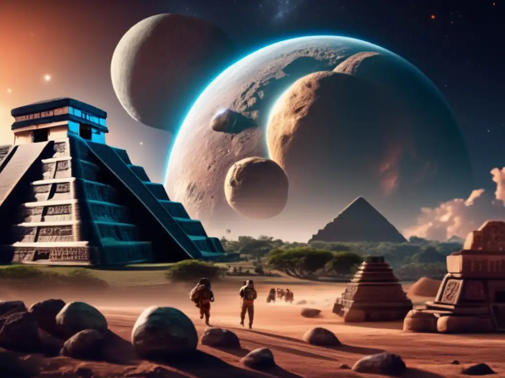dashtime--------mayan-observatories-huge-asteroid-hurling-towards-earth-moon-in-background-gazing-stars AR: 16:9