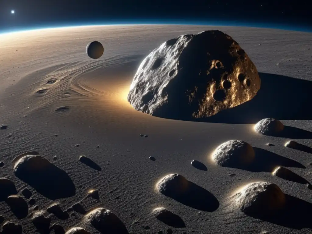 The magnificent asteroid Peleus glows with solar light, revealing its jagged craters and rugged surface