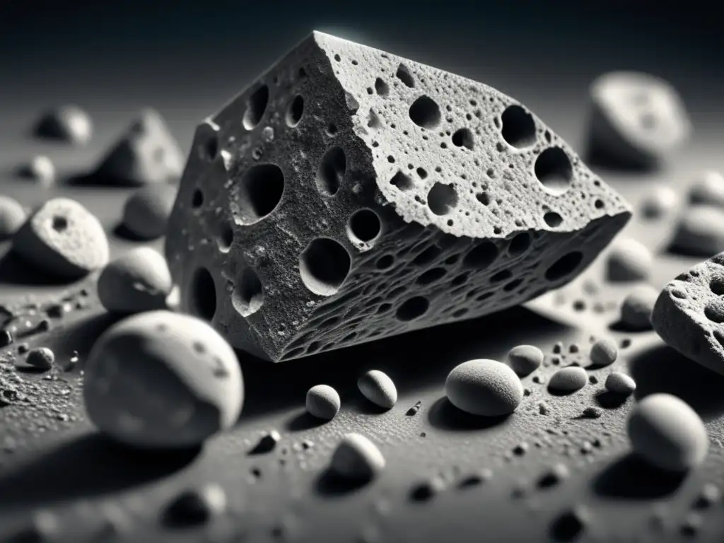 Discover the secrets of the universe with this highly detailed, photorealistic image of a sample of asteroid rock