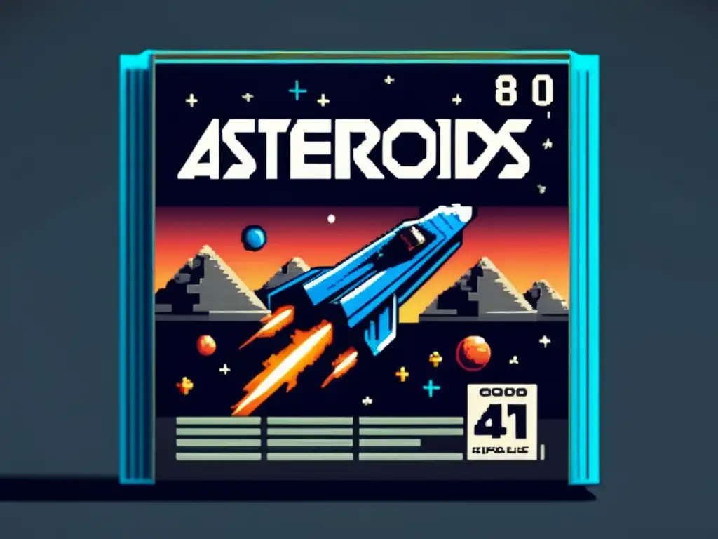 Epic Retro Gaming: Asteroids Close-Up Collection Unveil the meticulous artistry of 'Asteroids' with this high-resolution, close-up image of a classic 8-bit video game cartridge