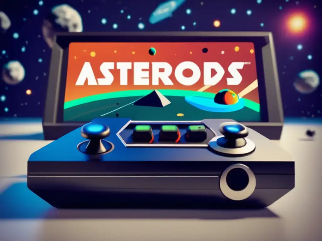 ️ Revisit the Past with Asteroids: Retro Classic Console The iconic 80s Asteroids video game console, complete with vintage matte black finish, buttons, and 'Asteroids' title in bold white letters