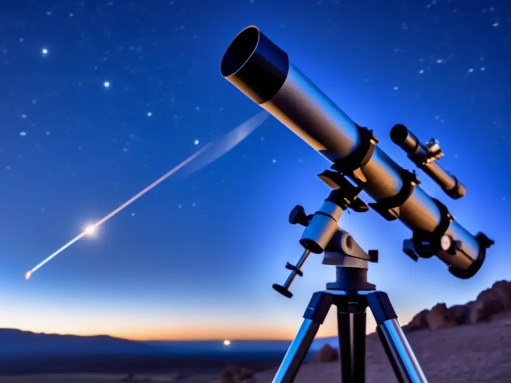 A breathtaking, high-resolution image of a telescope focused on a massive asteroid in the night sky