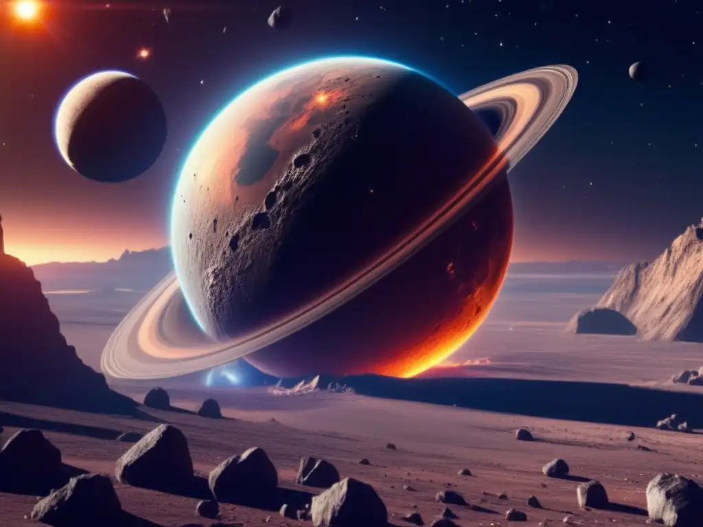 An awe-inspiring display of the marvels of technology: a photorealistic depiction of a planet safely navigating its path around a gargantuan asteroid
