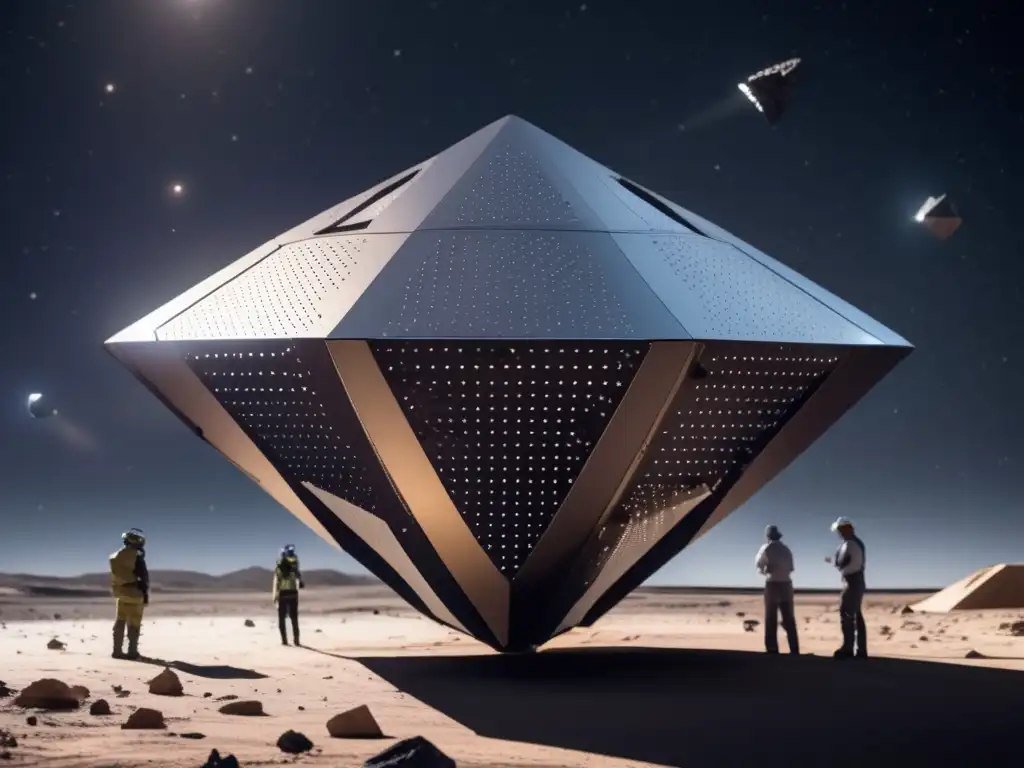A stunning image of an asteroid shield, constructed from identical triangular panels meticulously welded together to form a strong hemisphere
