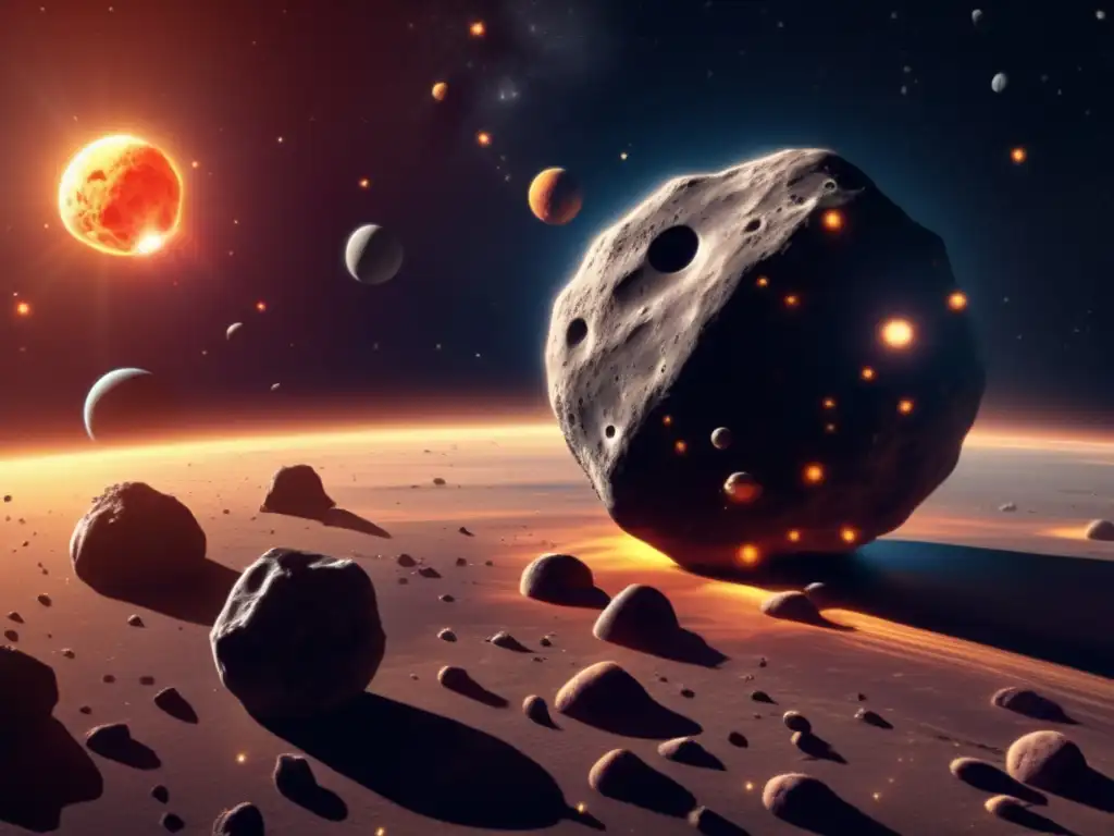 A photorealistic depiction of an asteroid storm in the solar system