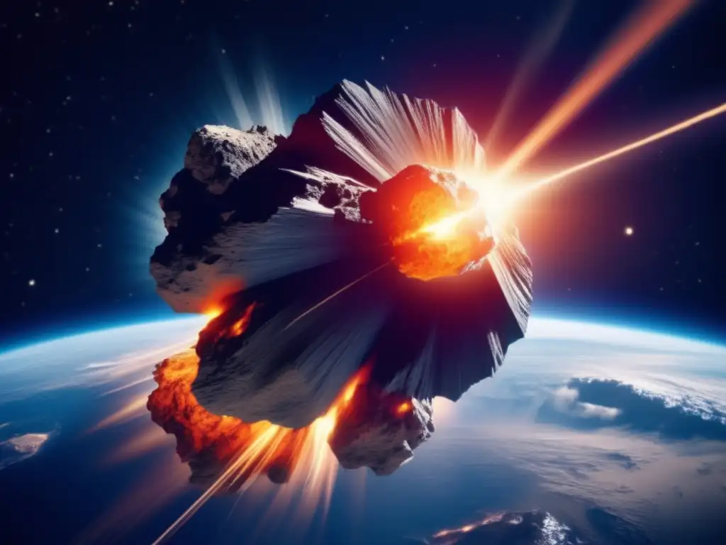 An asteroid strikes Earth with an enormous force, seen from an uncommon perspective that allows viewers to feel the impending impact on a grand scale