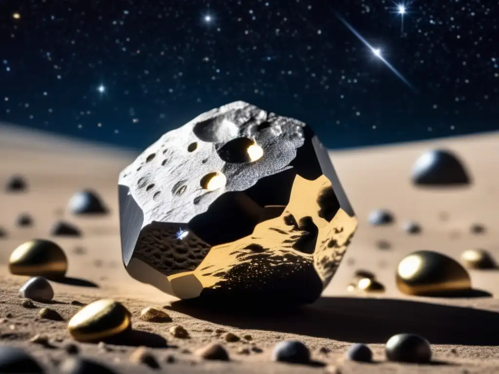 An awe-inspiring image of an asteroid belt, each one a glistening treasure trove of precious metals