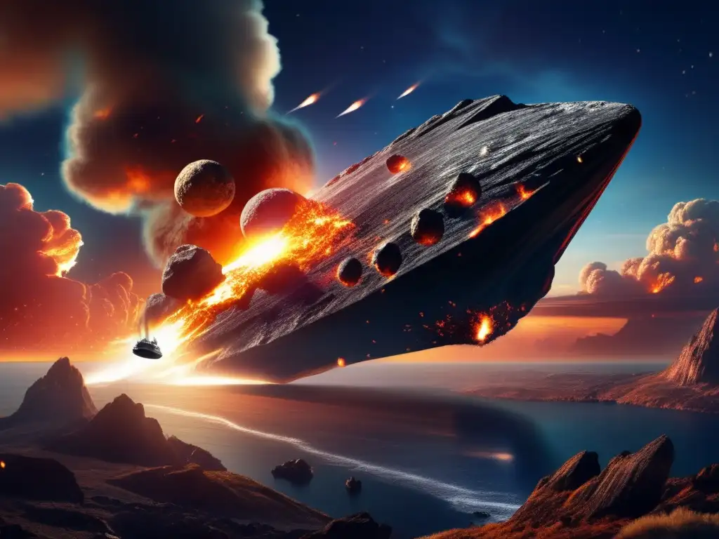 A captivating image of an asteroid streaking across the sky, embodying the pursuit of discovery and the fear of the unknown