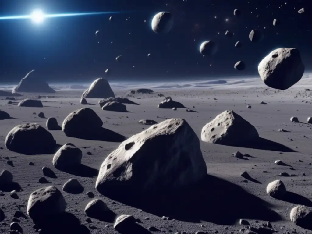 Immerse yourself in the vast beauty of the cosmos with this incredible image of an asteroid field in photorealistic detail
