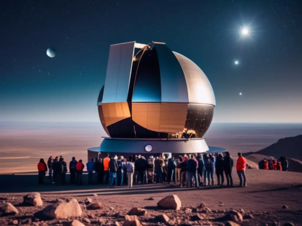 Astronomers in Awe: Cutting-Edge Tech Meets Cosmic Marvel A team of dedicated astronomers marvel at a distant asteroid passing by through the lens of a cutting-edge telescope - #spaceexploration
