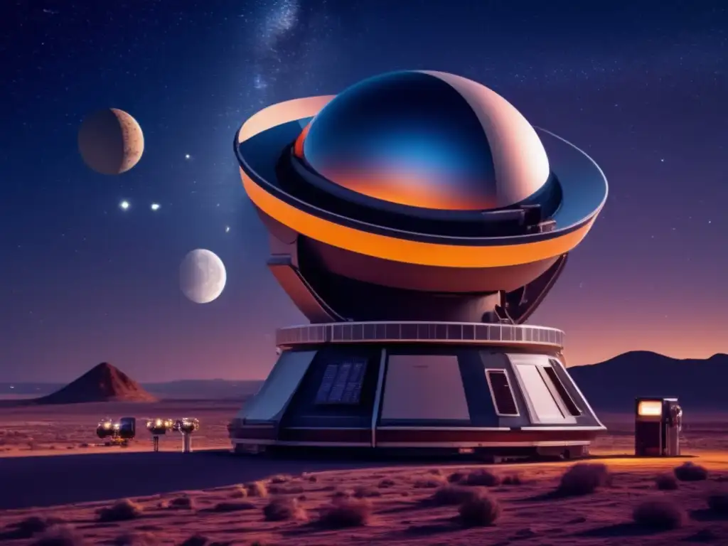 Awe-inspiring photorealistic image of a sophisticated space telescope equipped with arrays of scientific tools, illuminated against the vastness of the cosmos