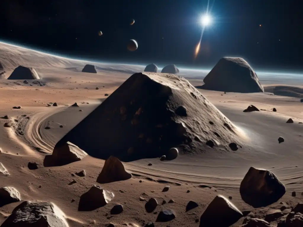 Diverse and enigmatic asteroids in Earth's orbit, captured in stunning detail, with rocky landscapes that inspire awe and curiosity
