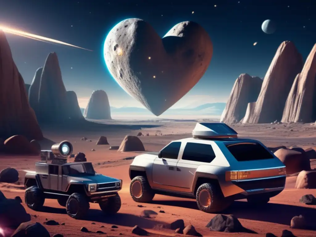 Venturing into the Unknown: Discovering Asteroid Albion's Secrets Discover the wonders of Asteroid Albion with this photorealistic depiction of inviting scientific research equipment