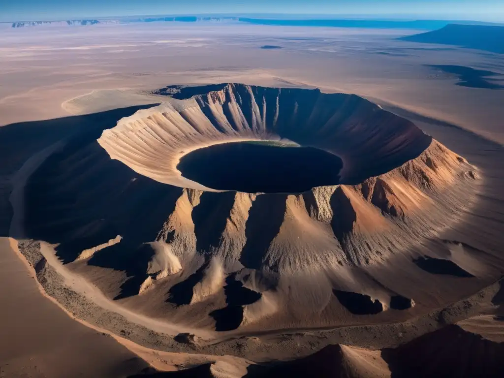High-Resolution, Photorealistic Barringer Crater Image Showcases Unique Details & Impact on Landscape Barringer Crater - Exquisitely detailed image captures the rugged terrain of this 1