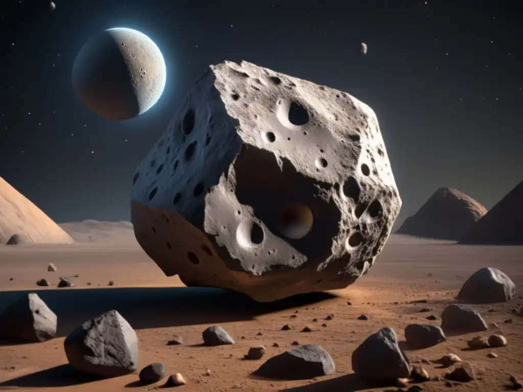 A stunning photorealistic image of the asteroid 101955 Bennu, boasting 8k ultradetailed resolution