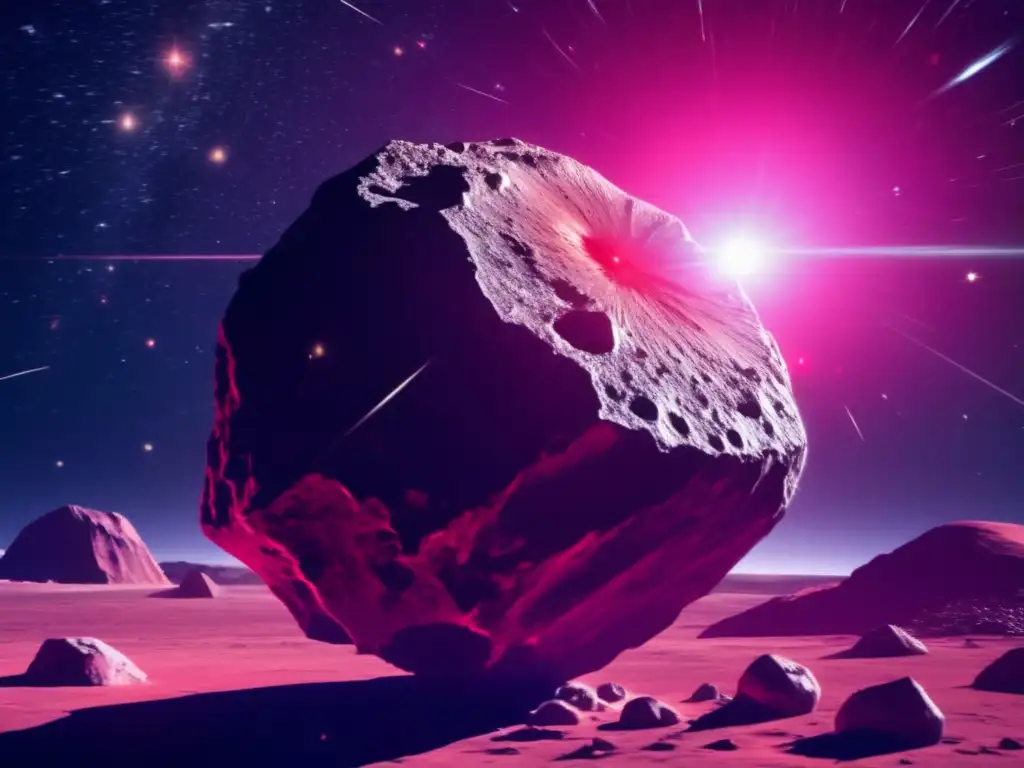 An astonishing image of Briseis, the 500km-wide asteroid with its jagged surface, gleaming in the foreground