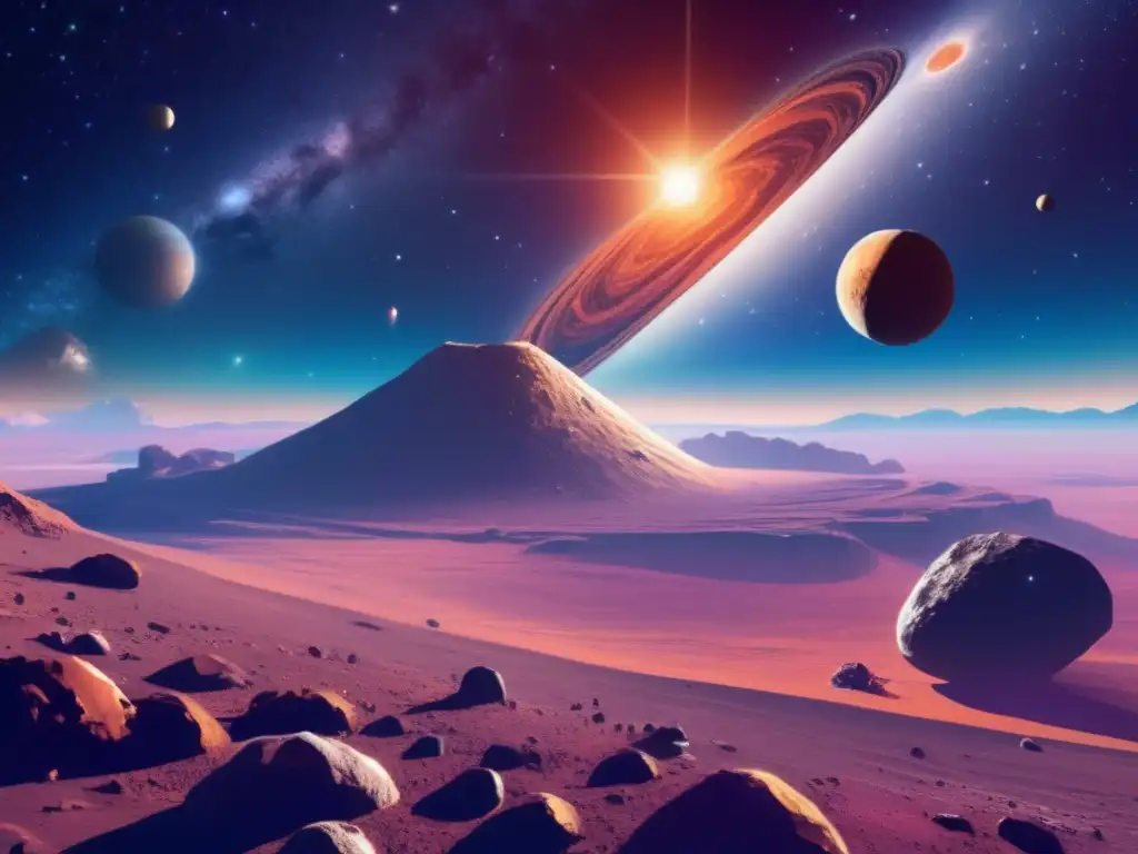 A mesmerizing cosmic landscape calls out to viewers, from a shimmering asteroid in the center, named Capys
