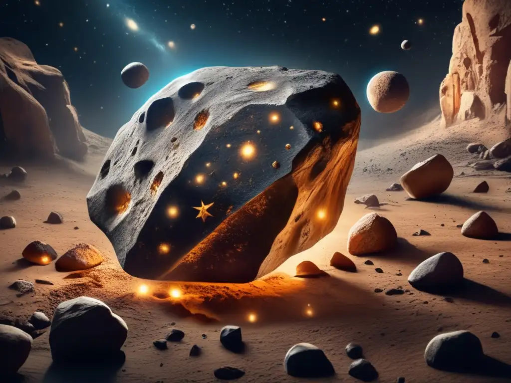 This stunning image captures the mesmerizing beauty of prehistoric cave paintings depicting intricate asteroids and celestial objects