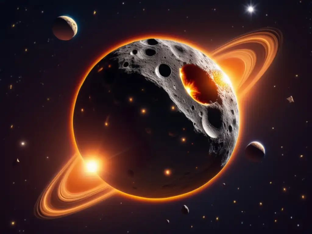 A photorealistic depiction of a celestial body emerging from the vast darkness of space