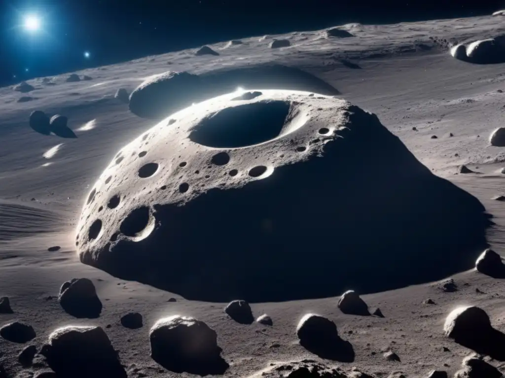 An enigmatic asteroid, bright against the vastness of space, unmasks its intricate details, stirring awe and wonder in its wake