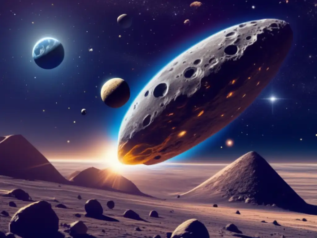A captivating celestial body soaring through the cosmos, its intricate details visible