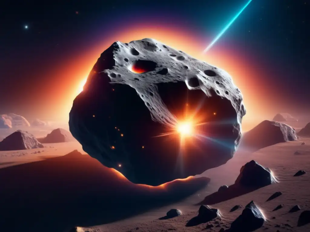 A vast, crater-pockmarked asteroid looms in the void, exuding an enigmatic glow in this mesmerizing close-up