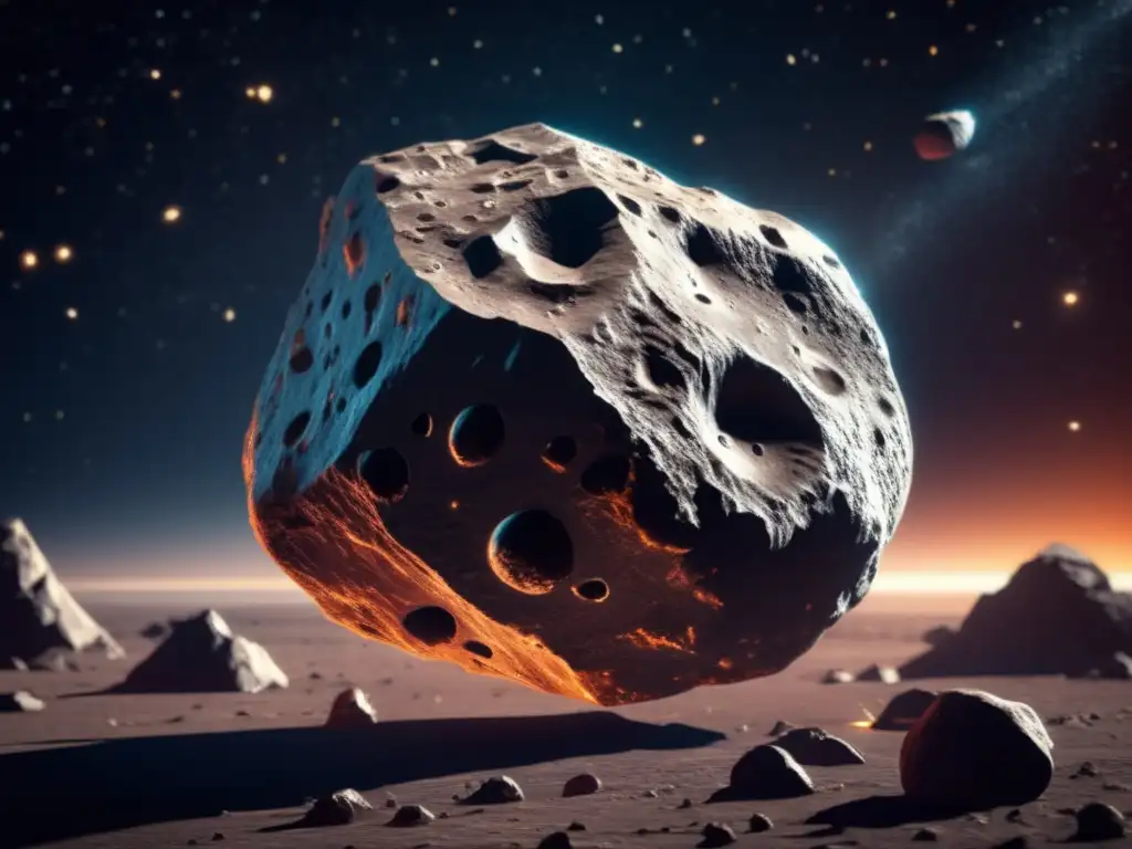 An intricate asteroid, with depth and detail, set against a chilling starry backdrop, whispered secrets of the ancient Celtiberian mythology, echoing the mystery and wonder of the universe's endless expanse