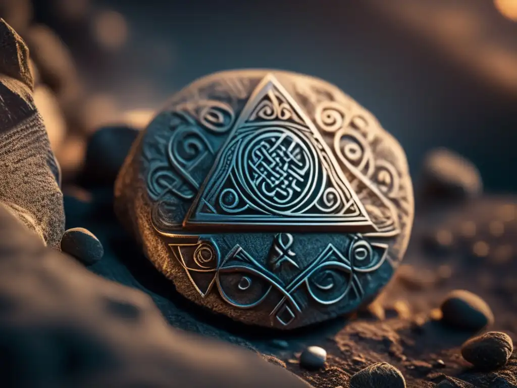 Unveil the mysteries of ancient Celtic mythology through this closeup photograph of an asteroid etched with intricate symbols