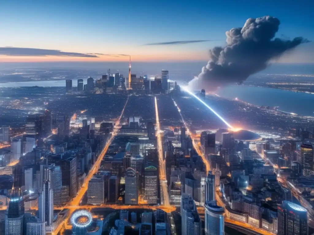 A breathtaking aerial view of a city skyline from space aligns with an astronaut's view